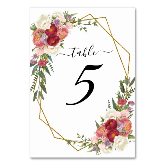 Beautiful Spring Floral  Table Number (Front)