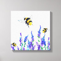 Beautiful Spring Flowers and Bees Flying - Drawing