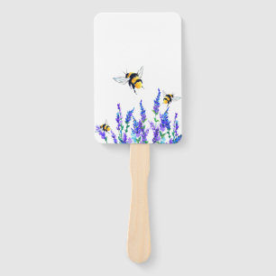 Beautiful Spring Flowers and Bees Flying - Drawing Hand Fan