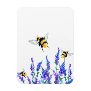 Beautiful Spring Flowers and Bees Flying - Drawing Magnet