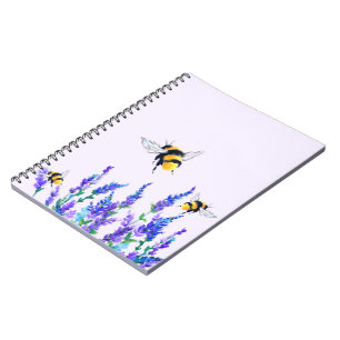 Beautiful Spring Flowers and Bees Flying - Drawing Notebook