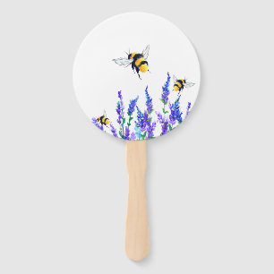 Beautiful Spring Flowers and Bees Flying - Fresh Hand Fan