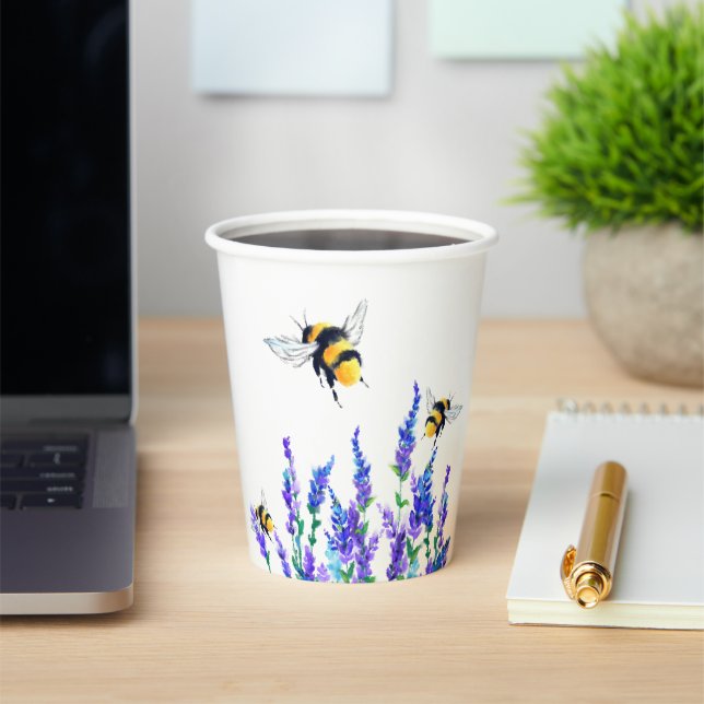 Beautiful Spring Flowers and Bees Paper Cups (Insitu)