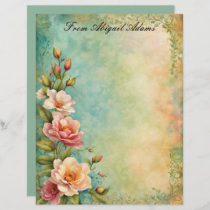 Beautiful Spring Flowers Faded Decorative Border Letterhead