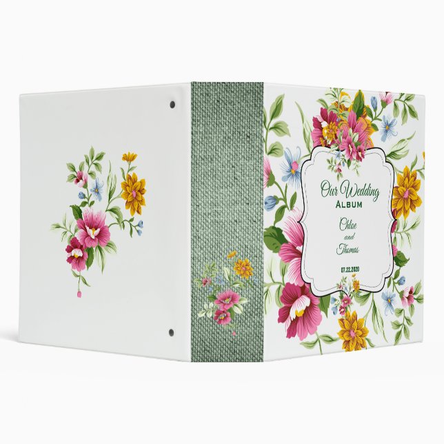 Beautiful Spring Flowers Wedding Album Binder (Background)