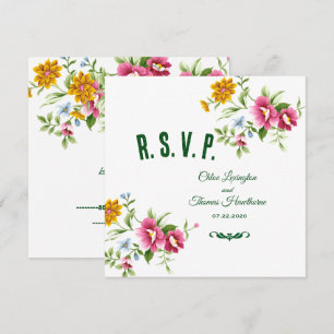 Beautiful Spring Flowers Wedding RSVP Card