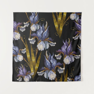 Beautiful spring irises embroidery seamless patter tapestry