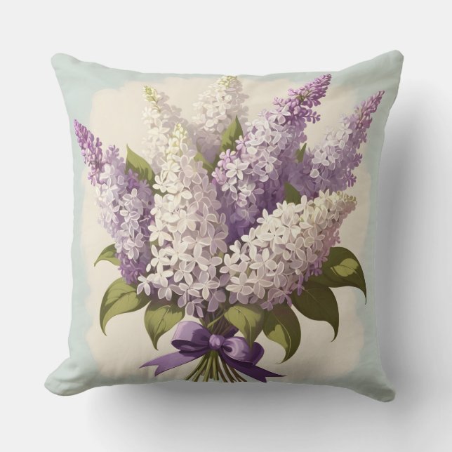 Beautiful spring lilacs throw pillow (Front)