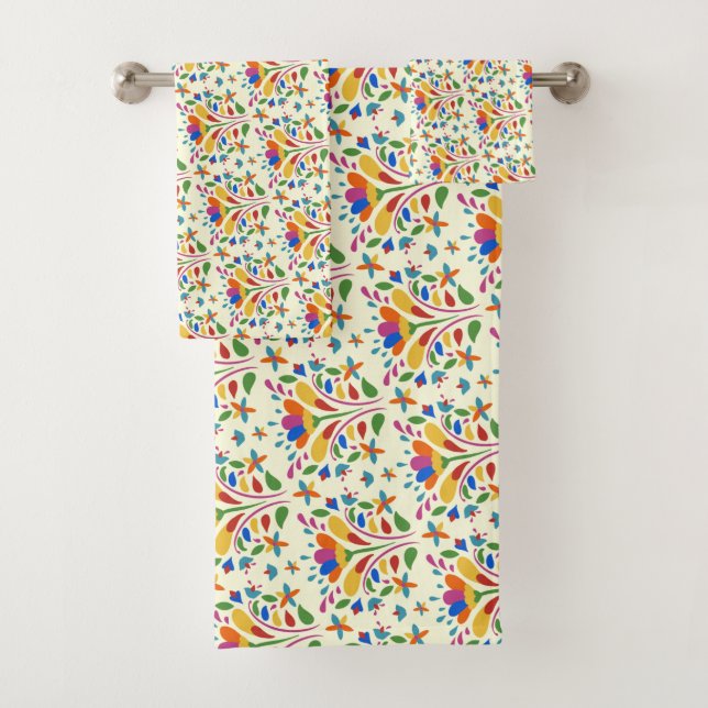 Beautiful Spring Otomi Flower Pattern cute summer Bath Towel Set (Insitu)