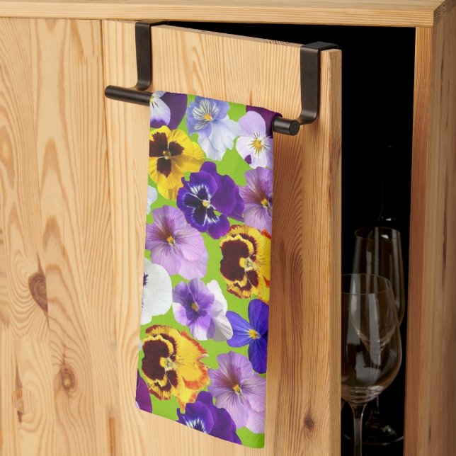 Beautiful Spring Pansies  Kitchen Towel (Thirds Fold)
