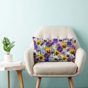 Beautiful Spring Pansies  Lumbar Pillow