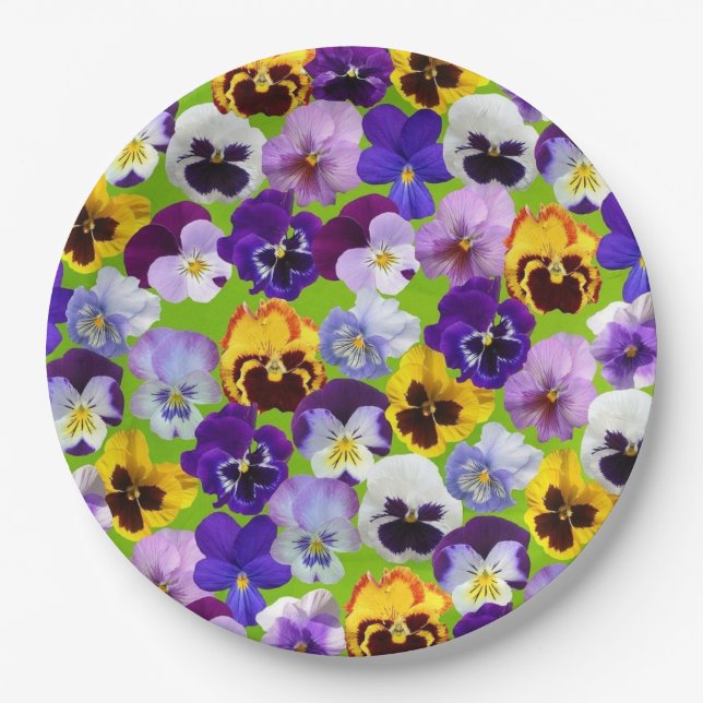 Beautiful Spring Pansies  Paper Plate (Front)