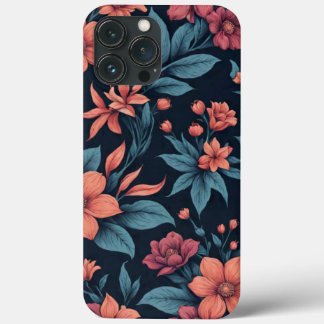 Beautiful Spring Pink & Red Floral Pattern Art iPhone 13 Pro Max Case