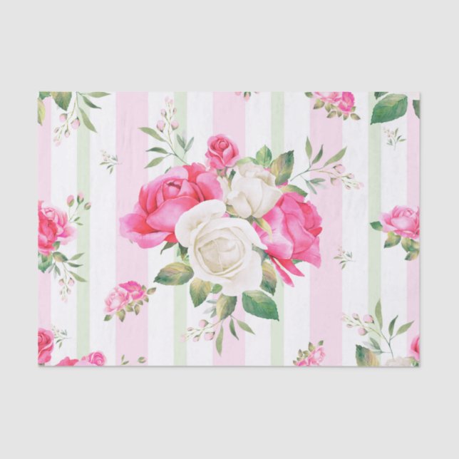 beautiful, spring,shabby chic, pink roses, chic, f tissue paper (Front)