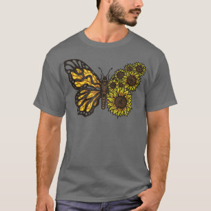 Beautiful Spring Themed Monarch Butterfly Sunflowe T-Shirt