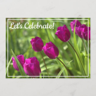 Beautiful Spring Tulips Birthday Party Invitation
