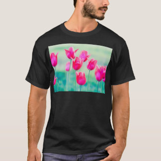 Beautiful Spring Tulips Flowers Growing In Garden  T-Shirt