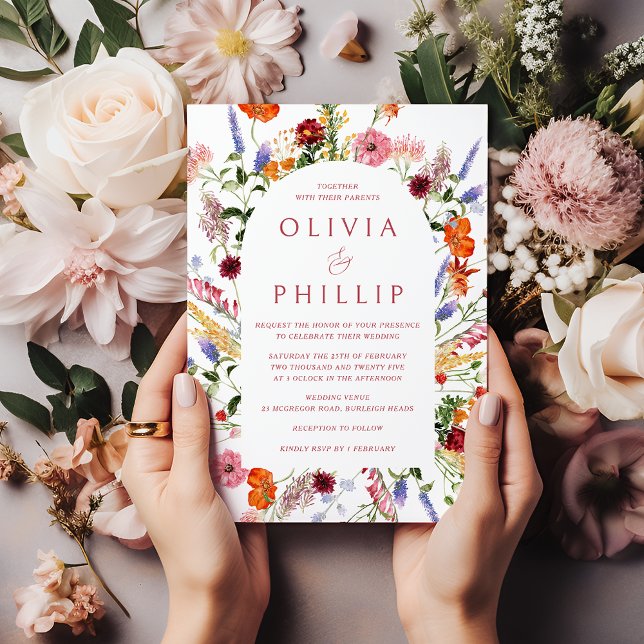 Beautiful Spring Wildflowers Vibrant Wedding Invitation (Creator Uploaded)