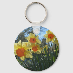 Beautiful spring yellow,orange daffodil flowers keychain