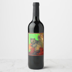 beautiful squirrel print wine label