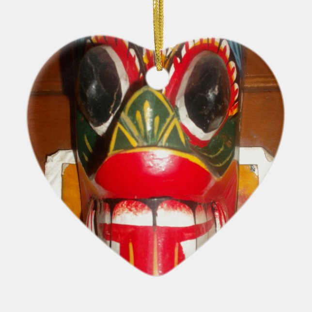 Beautiful Sri Lankan Traditional Fire Mask Art   Ceramic Ornament (Front)