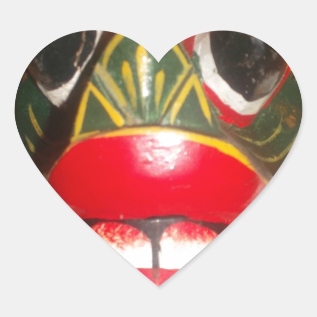 Beautiful Sri Lankan Traditional Fire Mask Art   Heart Sticker (Front)