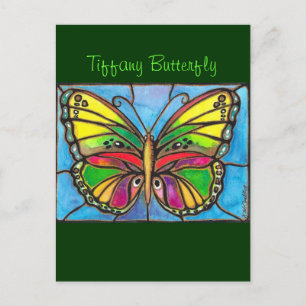 Beautiful Stained Glass Butterfly Watercolor Art! Postcard