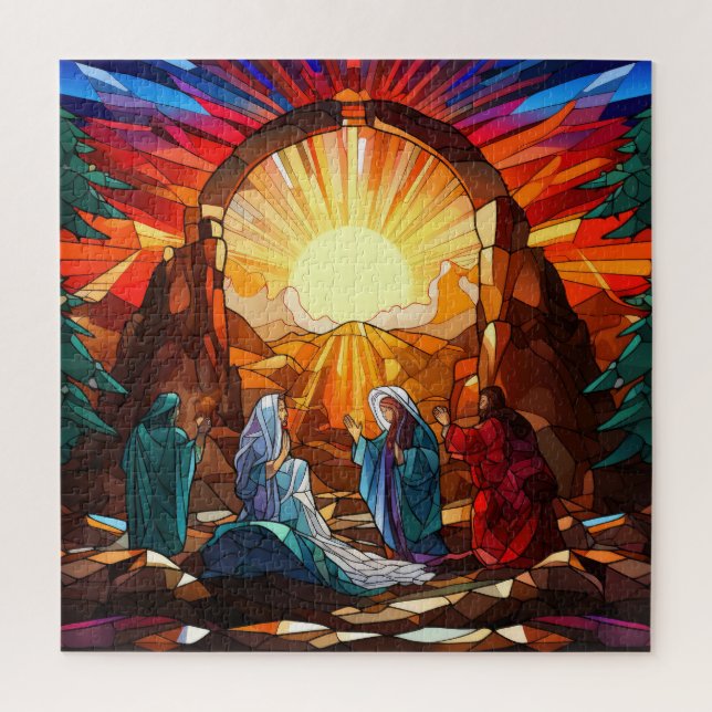 Beautiful Stained Glass Christmas Nativity Scene Jigsaw Puzzle (Vertical)