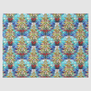 Beautiful Stained Glass Christmas Tree Pattern Tissue Paper