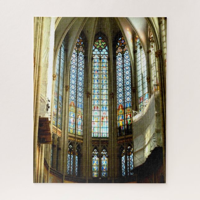 Beautiful Stained Glass in Cologne Cathedral Jigsaw Puzzle (Vertical)