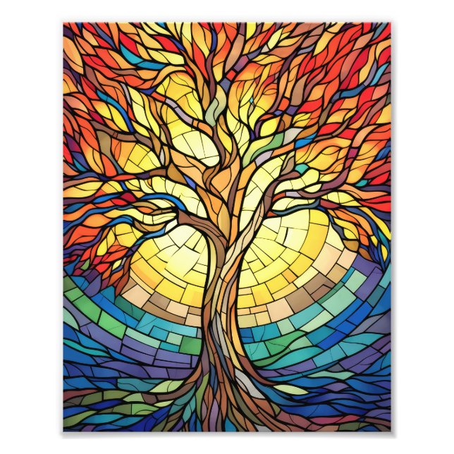 Beautiful Stained Glass Tree Photo Print (Front)