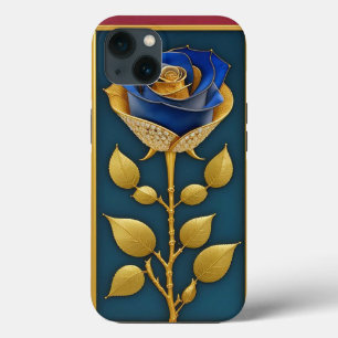 Beautiful Stained Glass Window with Blue Rose iPhone 13 Case