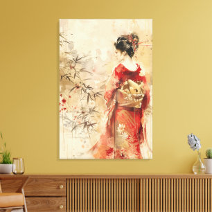 Beautiful Standing Geisha Canvas Print