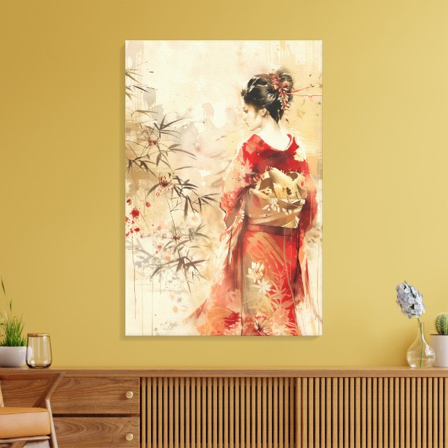 Beautiful Standing Geisha Canvas Print (Insitu(LivingRoom))