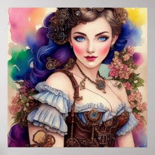 Beautiful Steampunk Girl Poster