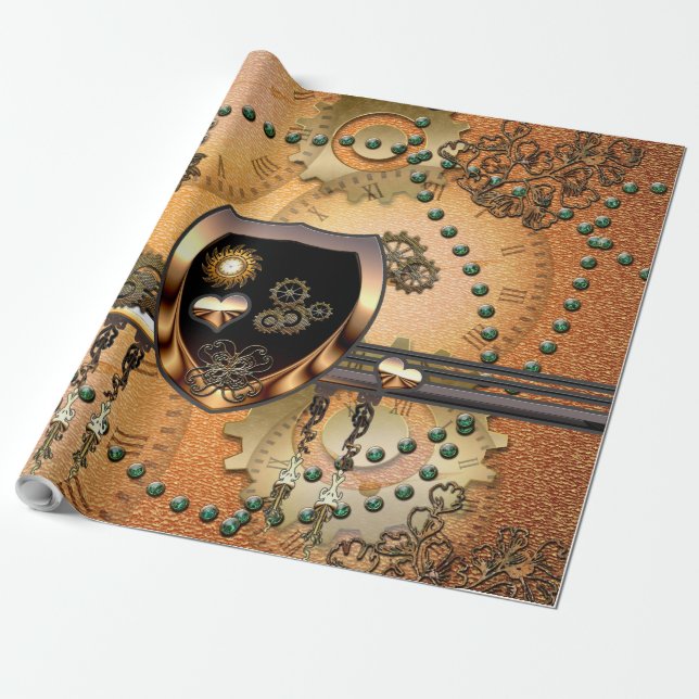 Beautiful steampunk wrapping paper (Unrolled)