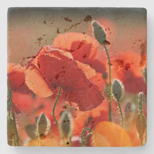 Beautiful Stone Coaster with Poppy's