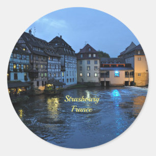 Beautiful Strasbourg, France (labelled) Classic Round Sticker