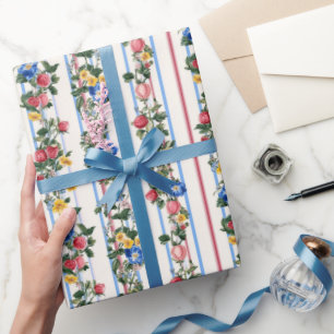 Beautiful Strawberries and Floral Bridal Wrapping Paper