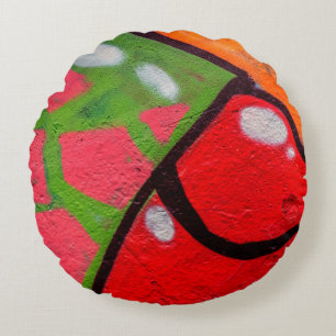 Beautiful street art of graffiti. Abstract colour Round Pillow