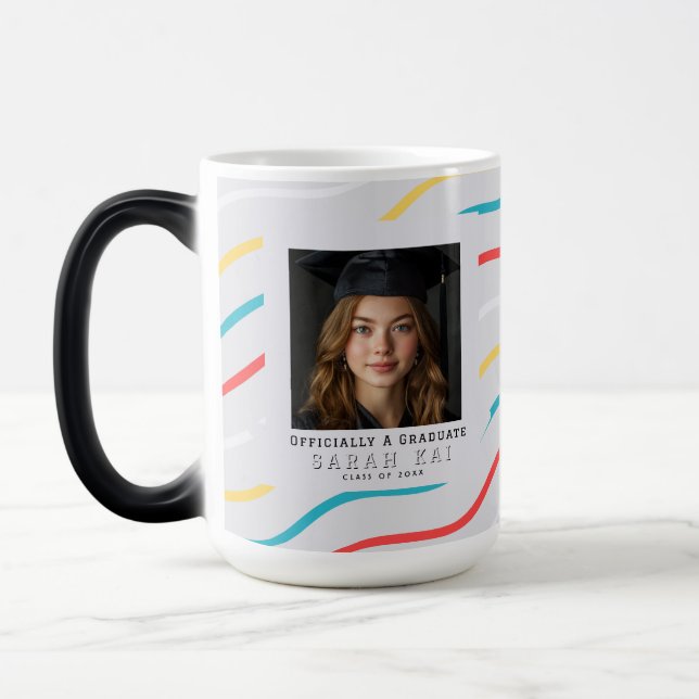 Beautiful Stripe Pattern Boys Graduation Gift Magic Mug (Left)