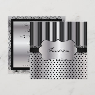 Beautiful Stripe Silver   Any Occasion Invitation