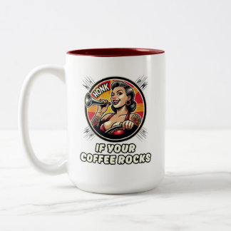 Beautiful strong women drinking coffee  Two-Tone coffee mug