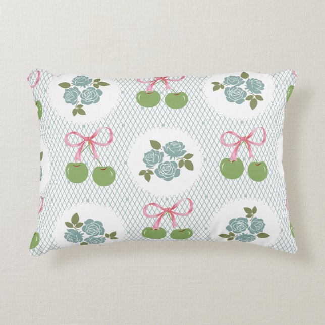 Beautiful stunning lace background blue green accent pillow (Front)