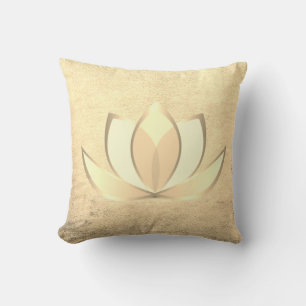 Beautiful Stylish Chic Gold Lotus , Zen Throw Pillow
