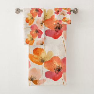 Beautiful stylish modern flowers bath towel set