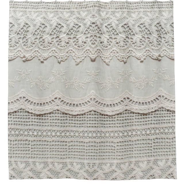 Beautiful, subtle, white laced textile close up.  (Front)