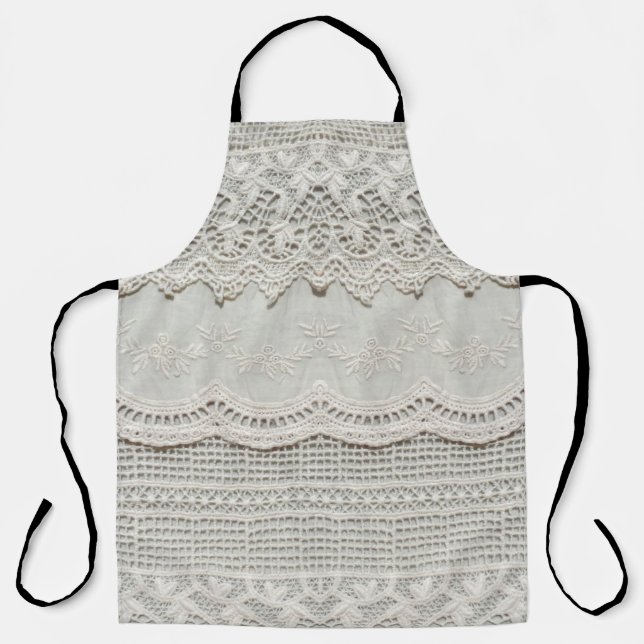 Beautiful, subtle, white laced textile close up.  apron (Front)
