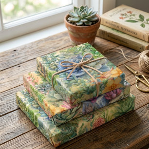 Beautiful Succulent Varieties Wrapping Paper Sheet