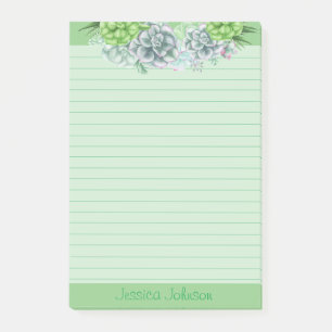 Beautiful Succulents Lovers Personalized Lined Pos Post-it Notes